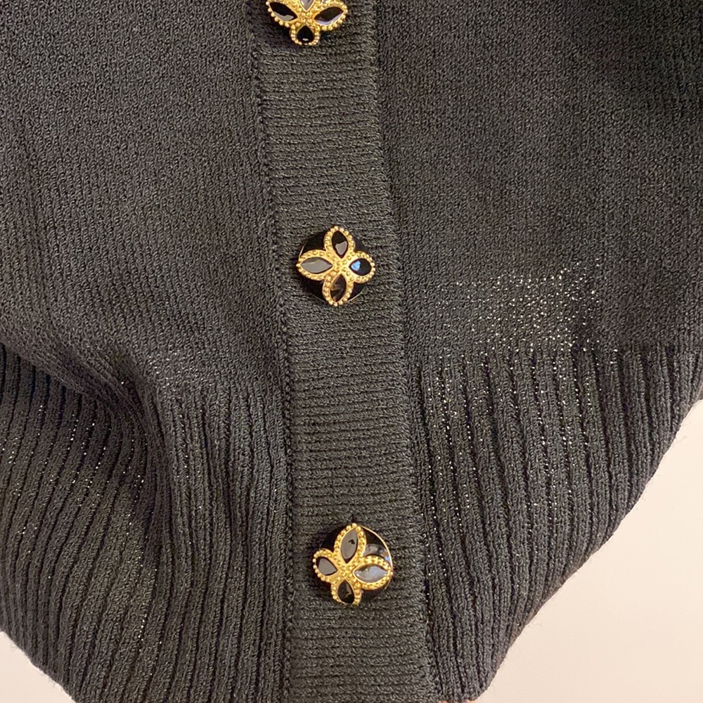 St. John Caviar Collection Black Knit Cardigan SP - Picture 4 of 7